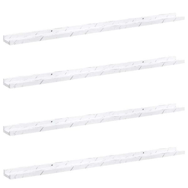 vidaXL Wall Shelf 4 pcs White Marble 115 x 9 x 3 cm Engineered Wood