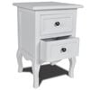 vidaXL Nightstand with 2 Drawers MDF White