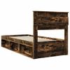 vidaXL Bed Frame with Mattress Smoked Oak 100 x 200 cm Solid Pine Wood