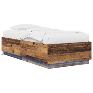 vidaXL Bed Frame with LED Old Wood 80 x 200 cm Engineered Wood