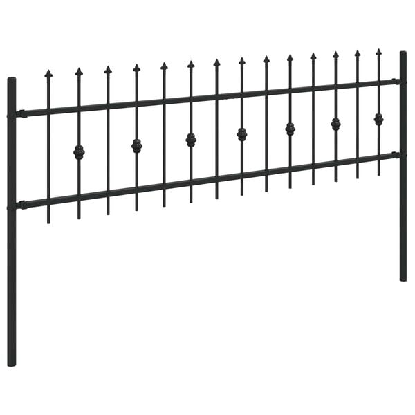 vidaXL Spike Fence Black 200 x 110 cm Powder-Coated Steel