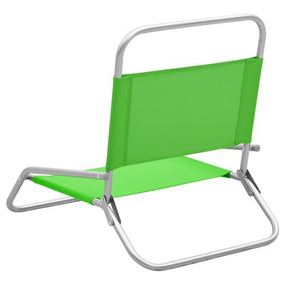 vidaXL Folding Beach Chairs 2 pcs Green Fabric