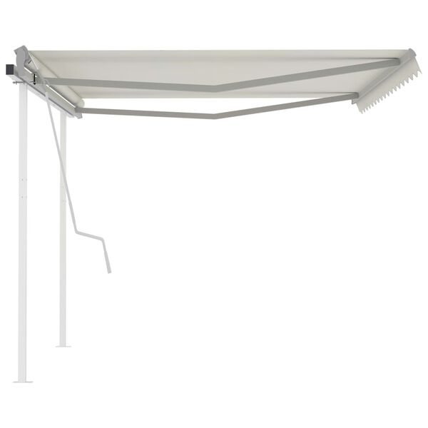 vidaXL Manual Retractable Awning with Posts 4.5x3.5 m Cream
