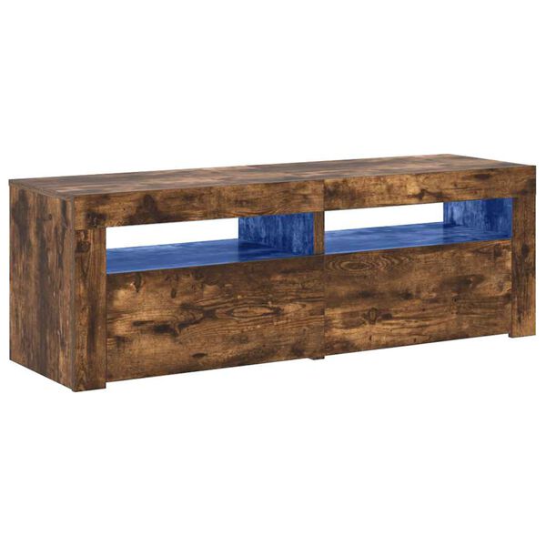 vidaXL TV Cabinet with LED Lights Smoked Oak 120x35x40 cm