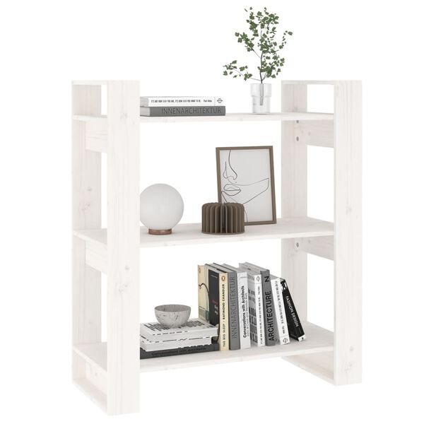 vidaXL Book Cabinet/Room Divider White 80x35x91 cm Solid Wood Pine
