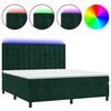 vidaXL Box Spring Bed with Mattress&LED Dark Green 160x200 cm Velvet