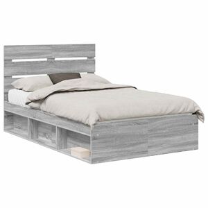 vidaXL Bed Frame Grey Sonoma 135 x 190 cm Solid Pine Wood