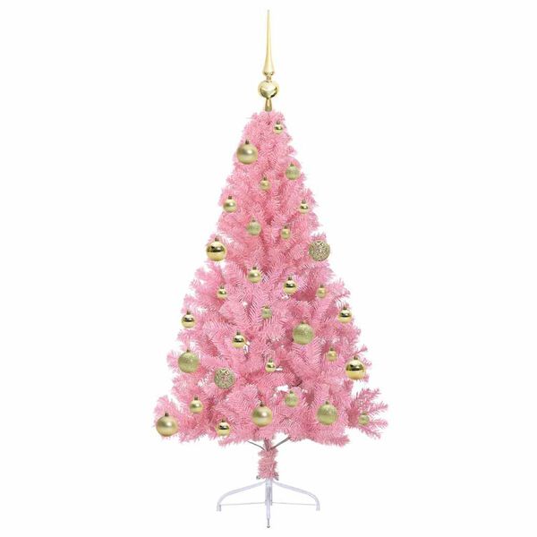 vidaXL Artificial Pre-lit Christmas Tree with 150 LEDs Pink 120 cm PVC