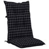 vidaXL Garden Highback Chair Cushions 2 pcs Black Check Pattern 120x50x7 cm Fabric