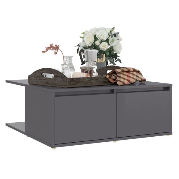 vidaXL Coffee Table High Gloss Grey 80x80x31 cm Engineered Wood