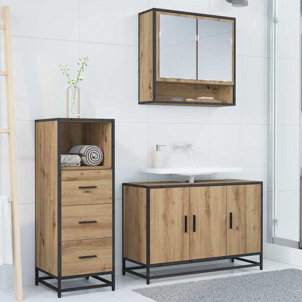 vidaXL Bathroom Furniture Set 3 pcs Artisan oak Engineered wood