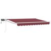 vidaXL Manual Retractable Awning with LEDs Burgundy and White 3 x 2 m