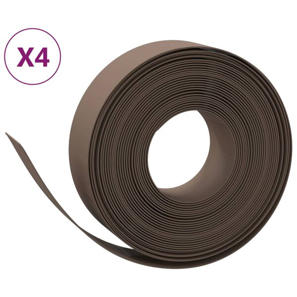 vidaXL Garden Edgings 4 pcs Brown 10 m 15 cm Polyethylene