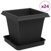 vidaXL Plant Pots 24 pcs Black Plastic