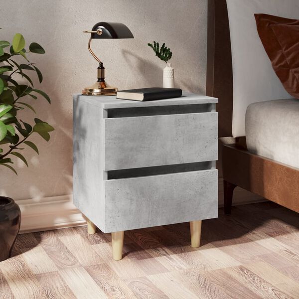 vidaXL Bed Cabinets & Solid Pinewood Legs 2 pcs Concrete Grey 40x35x50 cm