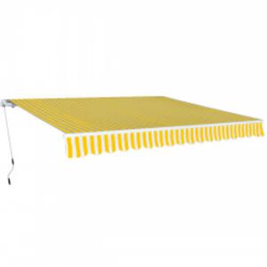 vidaXL Folding Awning Manual Operated 600 cm Yellow/White (143032+144062)