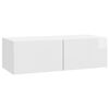 vidaXL Wall-Mounted TV Cabinet High Gloss White 98 x 41 x 30 cm