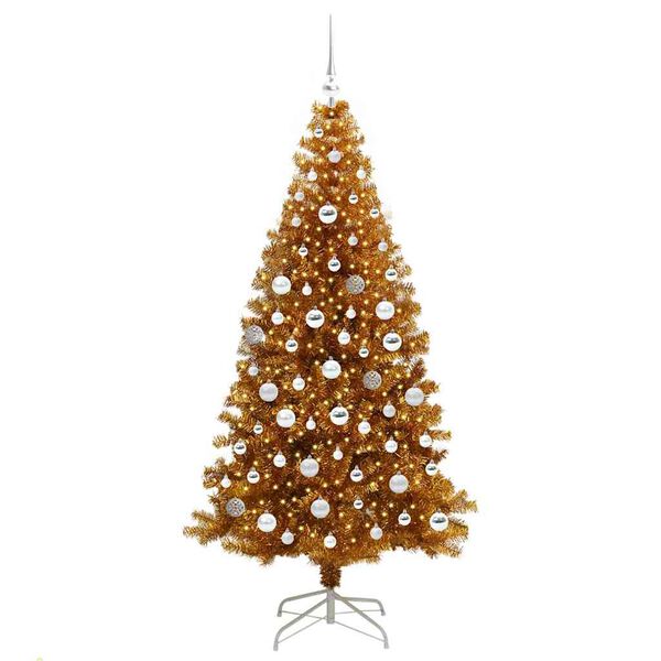 vidaXL Christmas Tree with 300 LEDs with Stand Gold 180 cm PET
