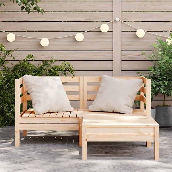 vidaXL Garden Sofa 2-Seater with Footstool Solid Wood Pine