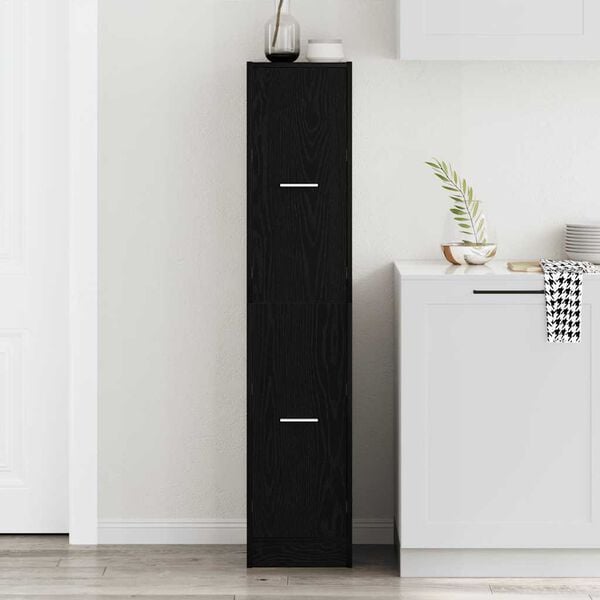 vidaXL Apothecary Cabinet Black Oak 30x41x144.5 cm Engineered Wood