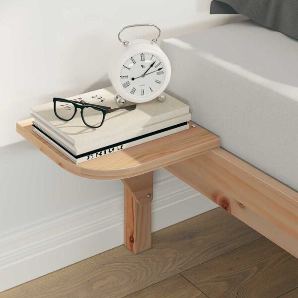 vidaXL Bed Frame with Side Tables Natural 140 x 210 cm Solid Pine Wood