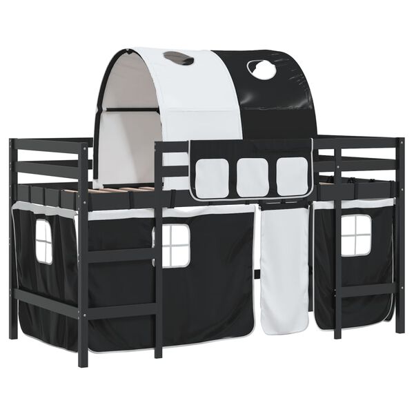 vidaXL Kids' Loft Bed with Tunnel without Mattress White&Black 90x190cm