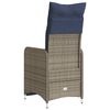 vidaXL Reclining Garden Chair with Cushions Grey Poly Rattan