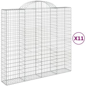 vidaXL Arched Gabion Baskets 11 pcs 200x50x180/200 cm Galvanised Iron