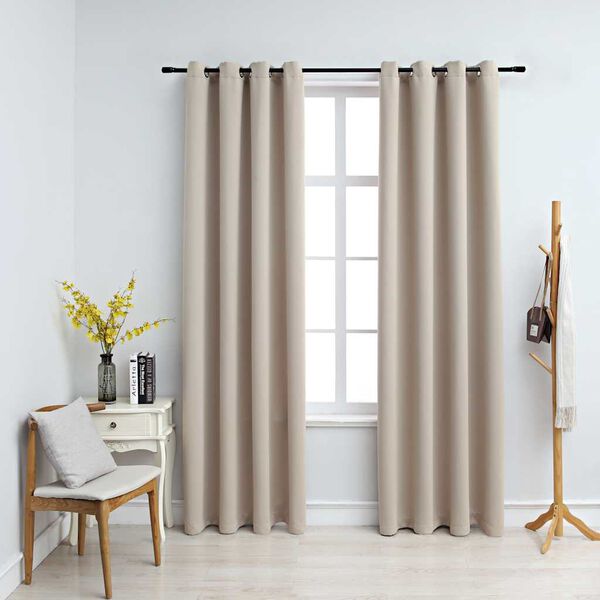 vidaXL Blackout Curtains with Metal Rings 2 pcs Beige 140x175 cm