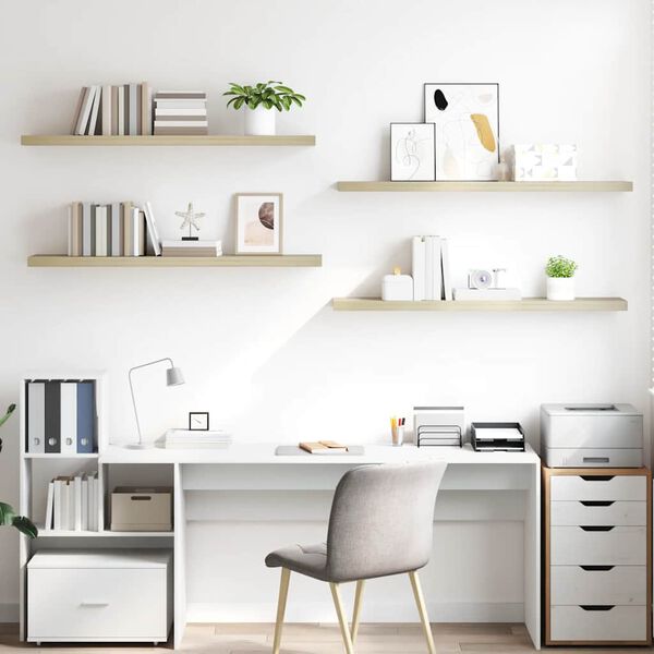 vidaXL Floating Wall Shelves 4 pcs Oak 120x23.5x3.8 cm MDF