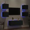 vidaXL 6 Piece TV Wall Units with LED Black Engineered Wood