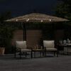 vidaXL Garden Parasol with with LEDs and Steel Pole Brown 269x269x235 cm