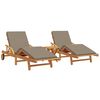 vidaXL Sun Lounger 3 pcs Taupe 40 x 40 x 40cm Solid Acacia wood