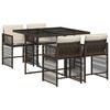 vidaXL 5 Piece Garden Dining Set with Cushions Brown Poly Rattan