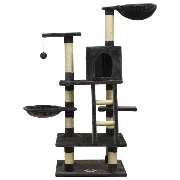 vidaXL Cat Tree with Sisal Scratching Posts Dark Grey 122 cm
