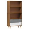 vidaXL Bookcase MOLDE Brown 85x35x170,5 cm Solid Wood Pine