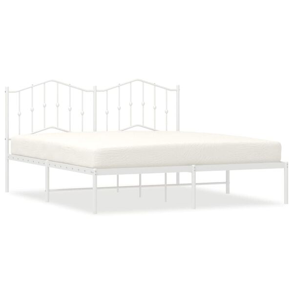 vidaXL Metal Bed Frame without Mattress with Headboard White 183x213cm