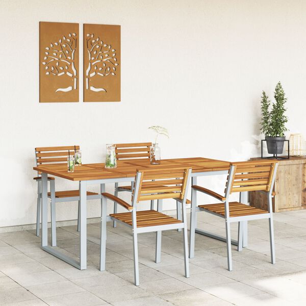 vidaXL Garden Dining Set 5 pcs Grey and brown Solid acacia wood