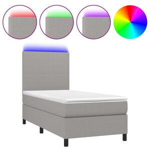 vidaXL Box Spring Bed with Mattress&LED Light Grey 80x200 cm Fabric