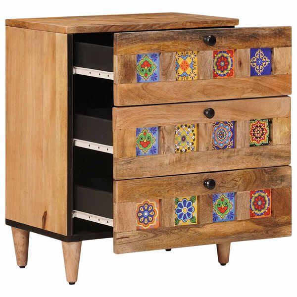 vidaXL Bedside Cabinet Natural 50 x 33 x 62 cm Solid Mango Wood