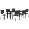 vidaXL Garden Dining Set 7 pcs Black Poly Rattan