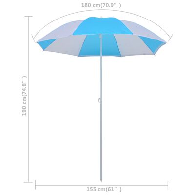vidaXL Beach Umbrella Shelter Blue and White 180 cm Fabric