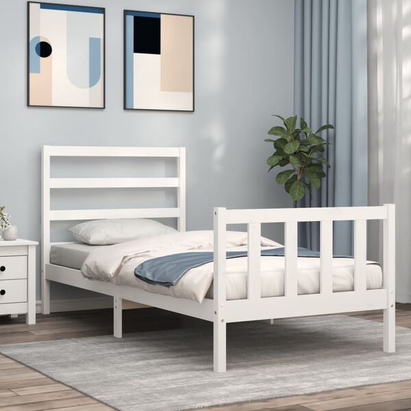 vidaXL Bed Frame without Mattress White 90x190 cm Single Solid Wood Pine