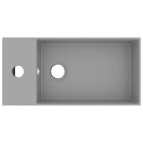 vidaXL Bathroom Sink with Overflow Ceramic Light Grey