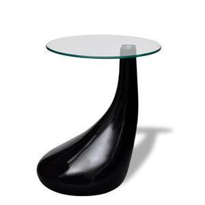 vidaXL Coffee Table | High-Gloss Black | Fiberglass and Tempered Glass | Small