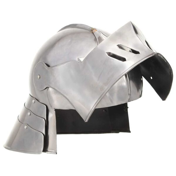 vidaXL Medieval Knight Helmet Antique Replica LARP Silver Steel