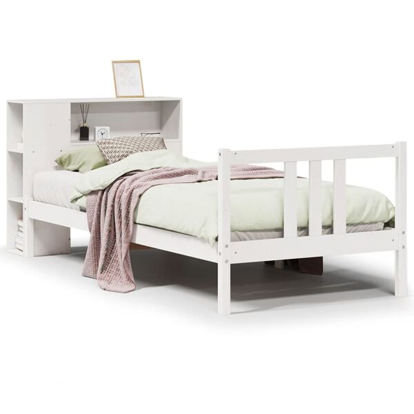vidaXL Bookcase Bed without Mattress White 90x200cm Solid Wood Pine
