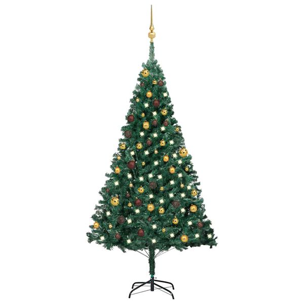 vidaXL Artificial Pre-lit Christmas Tree with Ball Set Green 180 cm PVC
