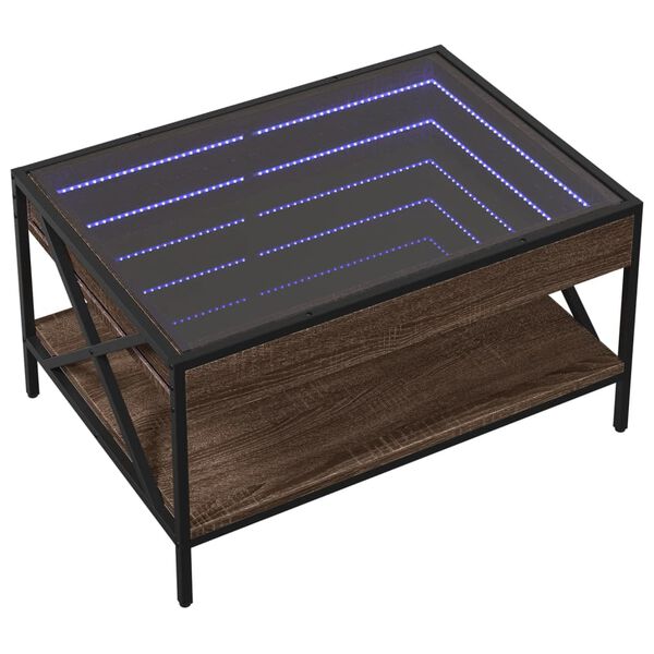 vidaXL Coffee Table with Infinity LED Brown Oak 70x50x38 cm