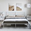 vidaXL Metal Bed Frame without Mattress with Headboard White 183x213cm